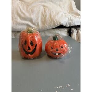 Vintage Halloween Pumpkins Foam Wax Candle NOS